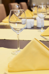Yellow Restaurant table setting with wine glass 5