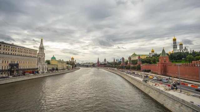Moscow River and Kremlin, time-lapse