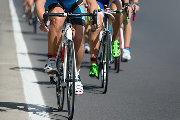 Naklejka na ściany i meble Cycling competition race at high speed