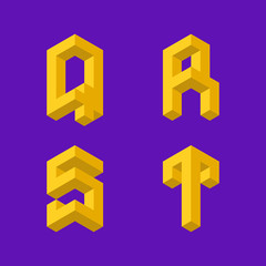 3d isometric alphabet. Letters 