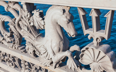 Hippocampus - an ornament of the Blagoveshchensky (Annunciation) bridge,  St. Petersburg, Russia