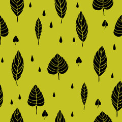 Cute hand drawn Leaves ornament. Vector seamless pattern.