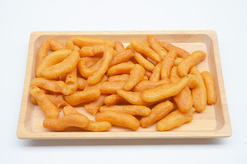 deep-fried dough stick on white background