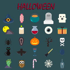 halloween flat icons set