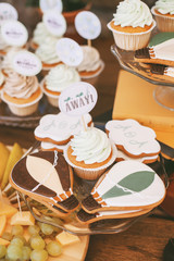 Details of a rustic wedding candy and cheese bar