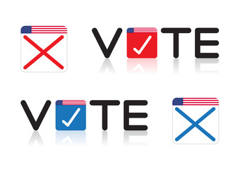The concept of voting,  the word Vote on Blue and Red on white background