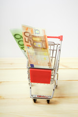 Einkaufswagen mit Geld