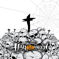 piles of skulls in a cemetery.