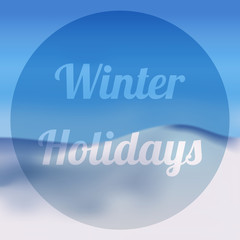 Christmas card with blurred winter landscape with snow , vector illustration background