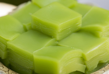 Thai dessert Multi Layer Sweet Cake or Layer Sweet Cake (Kanom Chan)