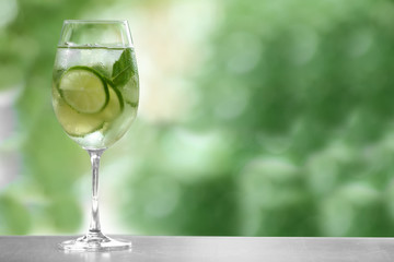 Cocktail in glass on table