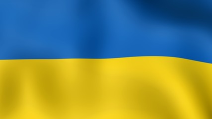 Flag of Ukraine, fluttering in the wind. 3D rendering.