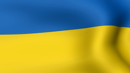 Flag of Ukraine, fluttering in the wind. 3D rendering.