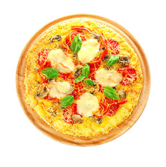 Tasty pizza on white background
