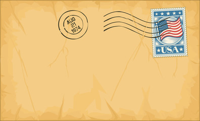 old postage envelope with stamp