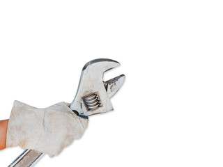 Hand hold wrench isolated on white.