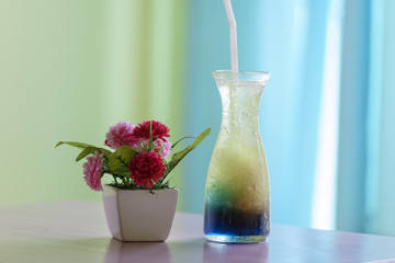 Blue Hawaiian Soda with Dried Flower Pot
