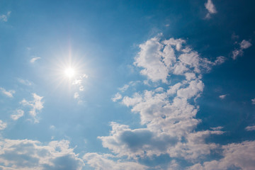 Sky sunlight with white clouds and bright sky background.