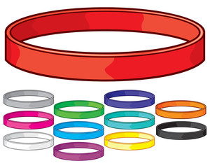 set of colorful rubber bracelets (wristbands collection)