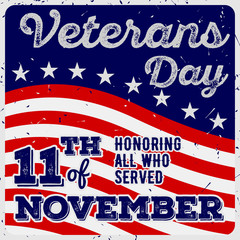 Veterans day greeting card in vintage style