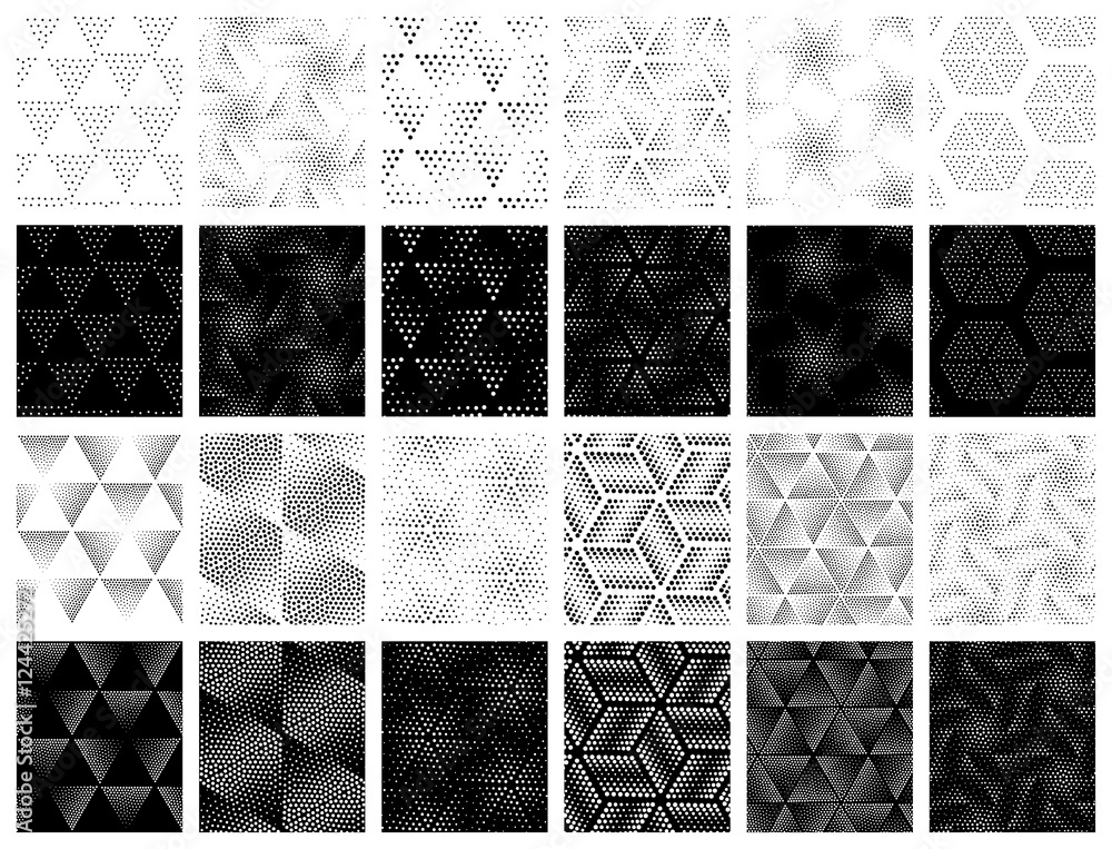 Poster vector seamless patterns set