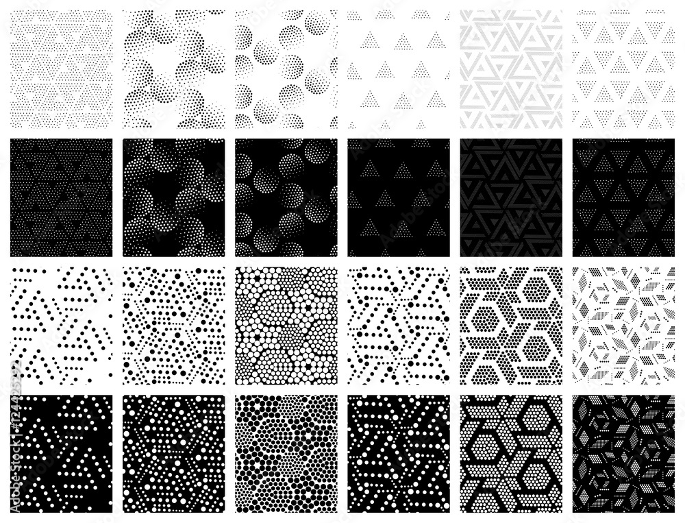 Poster vector seamless patterns set