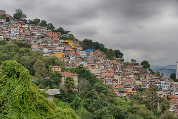 Skyline of Rio de Janeiro Slums on Mountains