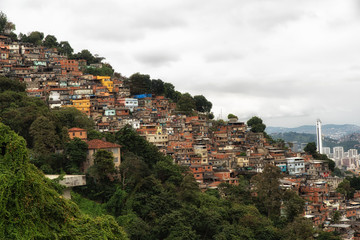 Skyline of Rio de Janeiro Slums on Mountains