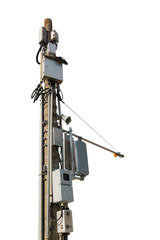 Electricity power post Isolated on White Background.