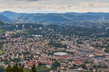 Bergen City Skyline from Floyen mountain, Norway