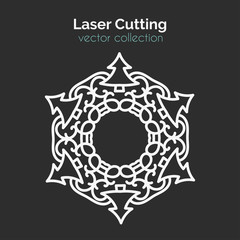 Laser Cutting Template. Christmas Round Card. Die Cut Mangala