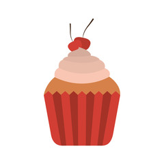 sweet cupcake dessert with cherry decoration. vector illustration