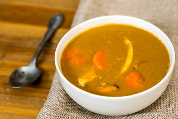 a bowl of Mediterranean french fish soup Bouillabaisse