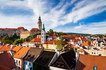 Naklejka na ściany i meble View of Cesky Krumlov in summer, Czech Republic. UNESCO World Heritage Site
