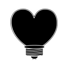 heart shape bulb light icon silhouette. vector illustration