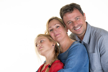 Plakat Happy family of mother, father, daughter having fun