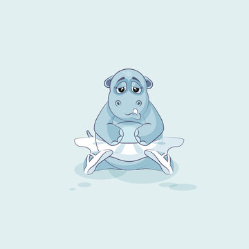Vector Illustration Emoji character cartoon ballerina Hippopotamus sad and frustrated