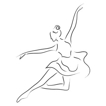 Abstract dancer line art illustration; beautiful movement performance dancing