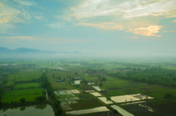 Fototapeta na wymiar Blurry Background Lanscape of Thailand Countryside.