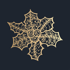 Isolated pattern with floral lace ornament for Christmas collection.
