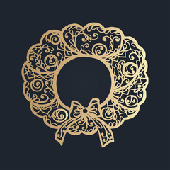 Isolated pattern with floral lace ornament for Christmas collection.