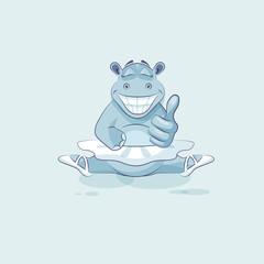 Vector Illustration Emoji character cartoon ballerina Hippopotamus approves with thumb up