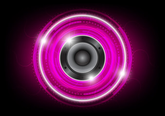 Audio speaker with pink circle technology background