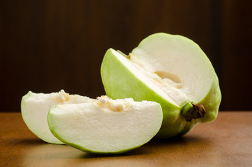 Guava fruit (tropical fruit) on wooden background