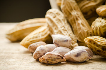 Boiled and peeled peanuts ready to eating