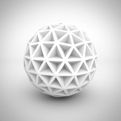Abstract White Poligon Sphere Object