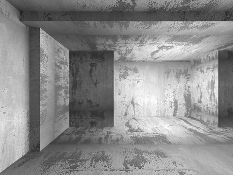 Dark empty concrete room interior. Abstract architecture