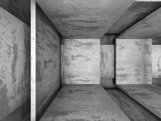 Fototapeta premium Dark concrete empty room interior. Architecture background