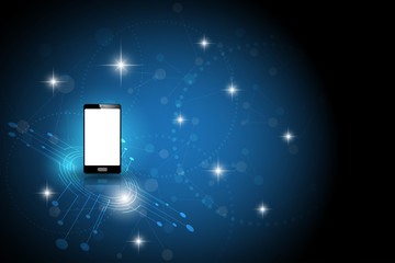 smart phone and technology blue background,network connection concept