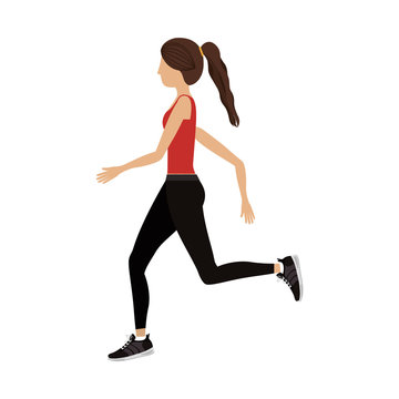 avatar woman running with sport clothes over white background. fitness lifestyle design. vector illustration